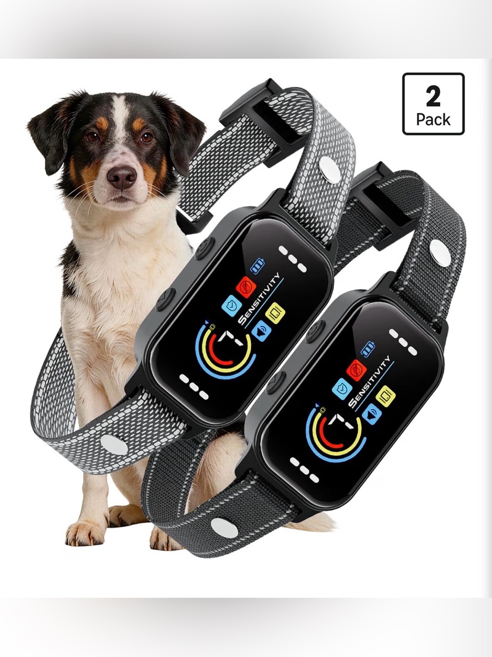 Dog Bark Collar 2 Pack, Auto Anti Barking Collar for Large Medium Small